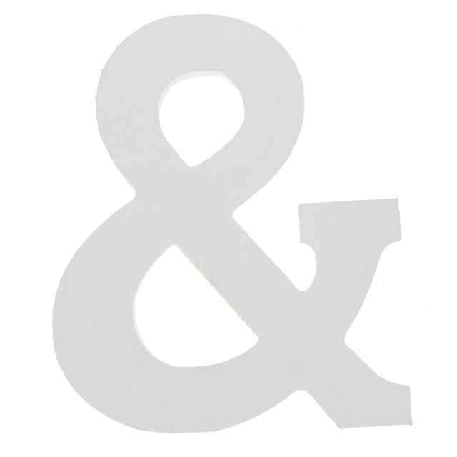 MDF Wood White Painted Symbol & Ampersand 6 Inches in White color,  shape