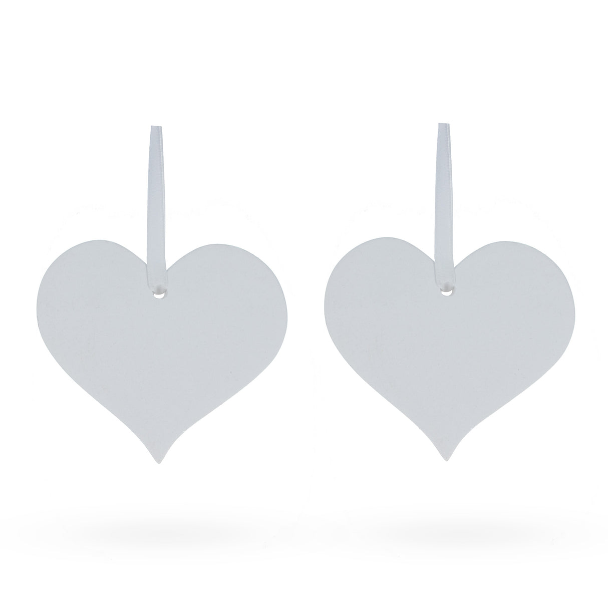 Set of 2 Hearts Plaster Christmas Ornaments 3.2 Inches in White color, Heart shape