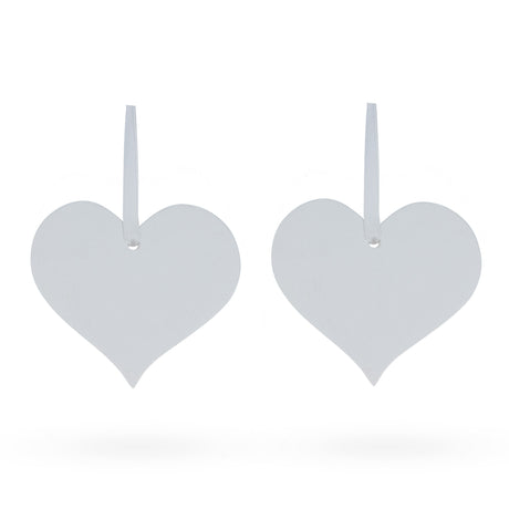 Set of 2 Hearts Plaster Christmas Ornaments 3.2 Inches in White color, Heart shape