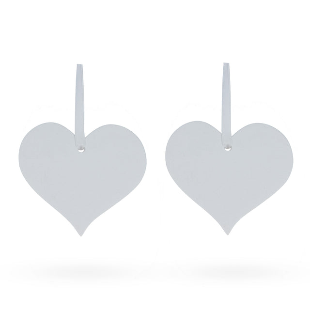 Set of 2 Hearts Plaster Christmas Ornaments 3.2 Inches in White color, Heart shape