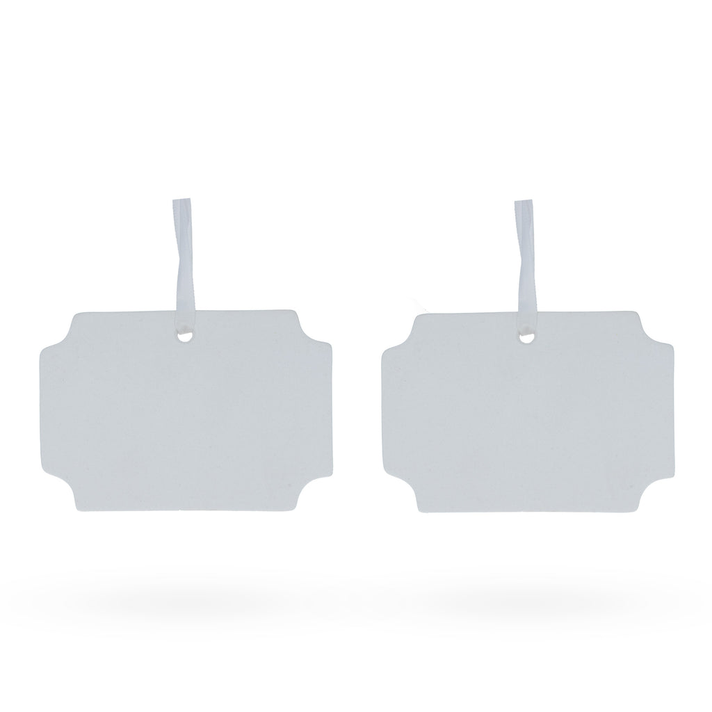 Set of 2 Unpainted White Plaster Shield Tags Ornament Plaques in White color