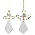 Set of 2 Clear Plastic Angels with Golden Wings Christmas Ornaments 3 Inches in Clear color Figurine
