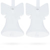 Plaster Set of 2 Blank Unfinished White Plaster Bells With Bows Christmas Ornaments DIY Craft 3.3 Inches in White color