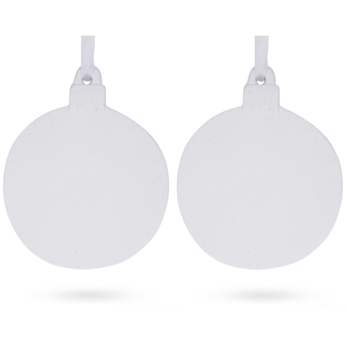 Set of 2 Plaster Flat Discs Round Christmas Ornament in White color, Round shape