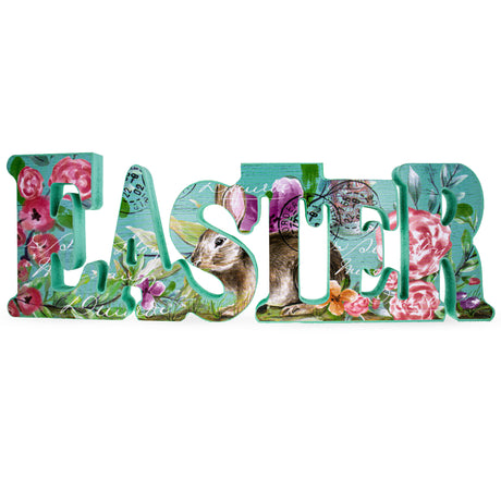 Wood Wooden Sign Letters "Easter" Table Centerpiece 12.5 Inches in Multi color