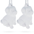 Set of 2 Blank Unfinished White Plaster Dog Christmas Ornaments DIY Craft 3.25 Inches in White color Figurine