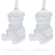 Set of 2 Blank White Unfinished Unpainted Plaster Teddy Bear Ornaments 3.5 Inches in White color