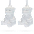 Set of 2 Blank White Unfinished Unpainted Plaster Teddy Bear Ornaments 3.5 Inches in White color
