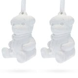 Plaster Set of 2 Blank White Unfinished Unpainted Plaster Teddy Bear Ornaments 3.5 Inches in White color