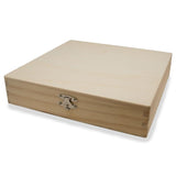 Unfinished Wooden Jewelry or Storage Trinket Gift Box Chest with Clasp DIY Craft  8.5 Inches in Beige color Square