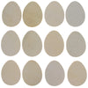 Set of 12 Unpainted Unfinished Wooden Egg Cutouts DIY Crafts in Beige color, Oval shape