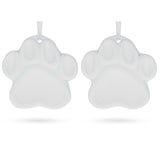Set of 2 Unfinished Unpainted White Plaster Animal Print Ornament Plaques in White color,  shape