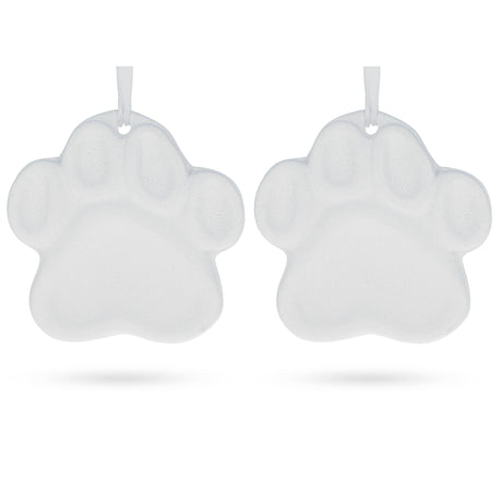 Set of 2 Unfinished Unpainted White Plaster Animal Print Ornament Plaques in White color
