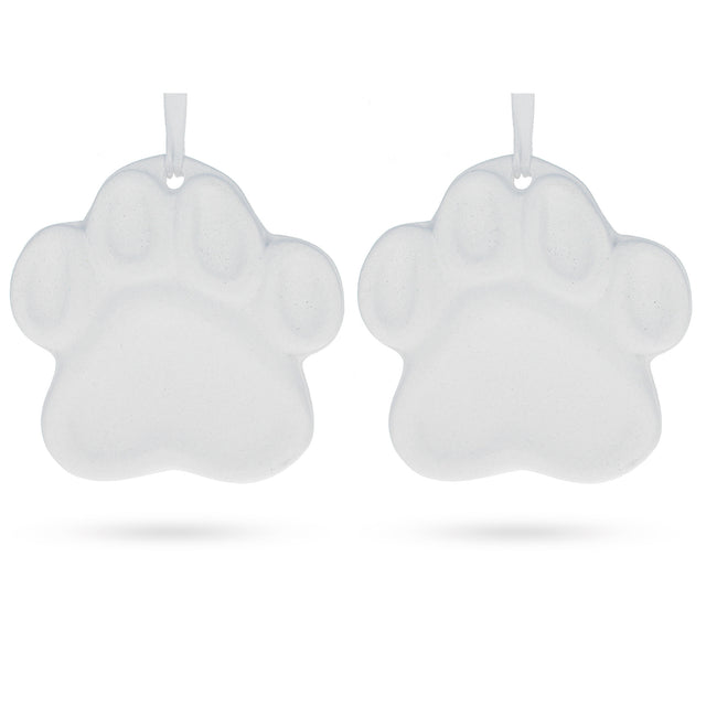 Set of 2 Unfinished Unpainted White Plaster Animal Print Ornament Plaques in White color,  shape