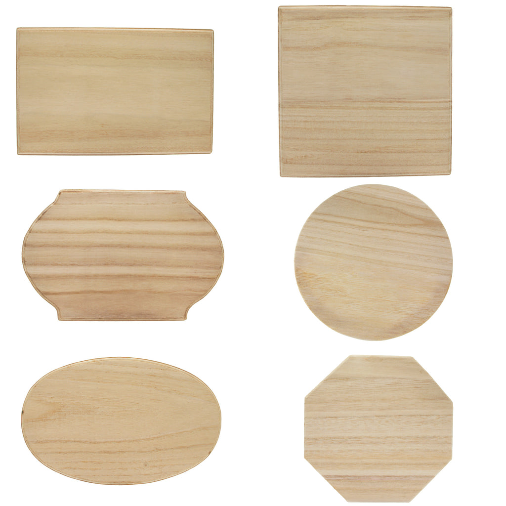 Set of Wooden Plaques DIY Crafts Blanks Unfinished in Beige color