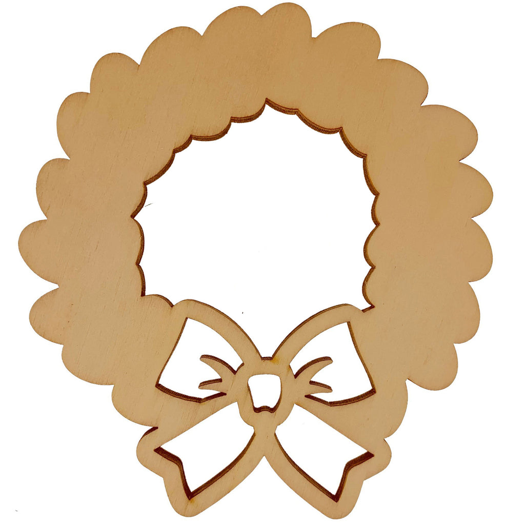 Unfinished Wooden Wreath Shape Cutout DIY Craft 4.75 Inches in Beige color Round