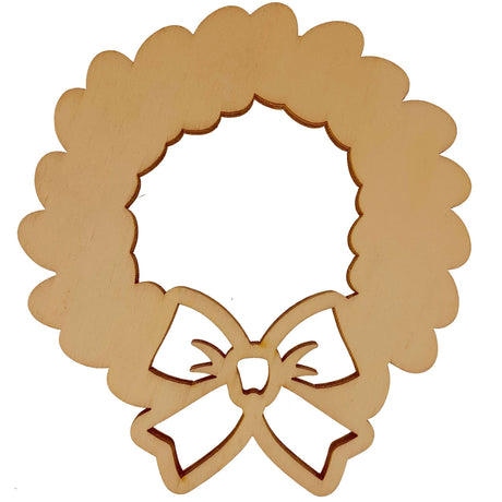 Unfinished Wooden Wreath Shape Cutout DIY Craft 4.75 Inches in Beige color Round