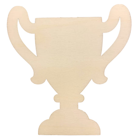 Unfinished Wooden Trophy Shape Cutout DIY Craft 4.5 Inches in Beige color