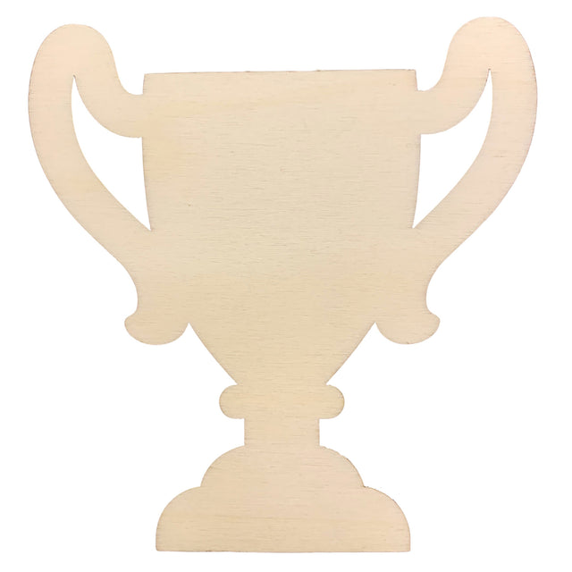 Unfinished Wooden Trophy Shape Cutout DIY Craft 4.5 Inches in Beige color