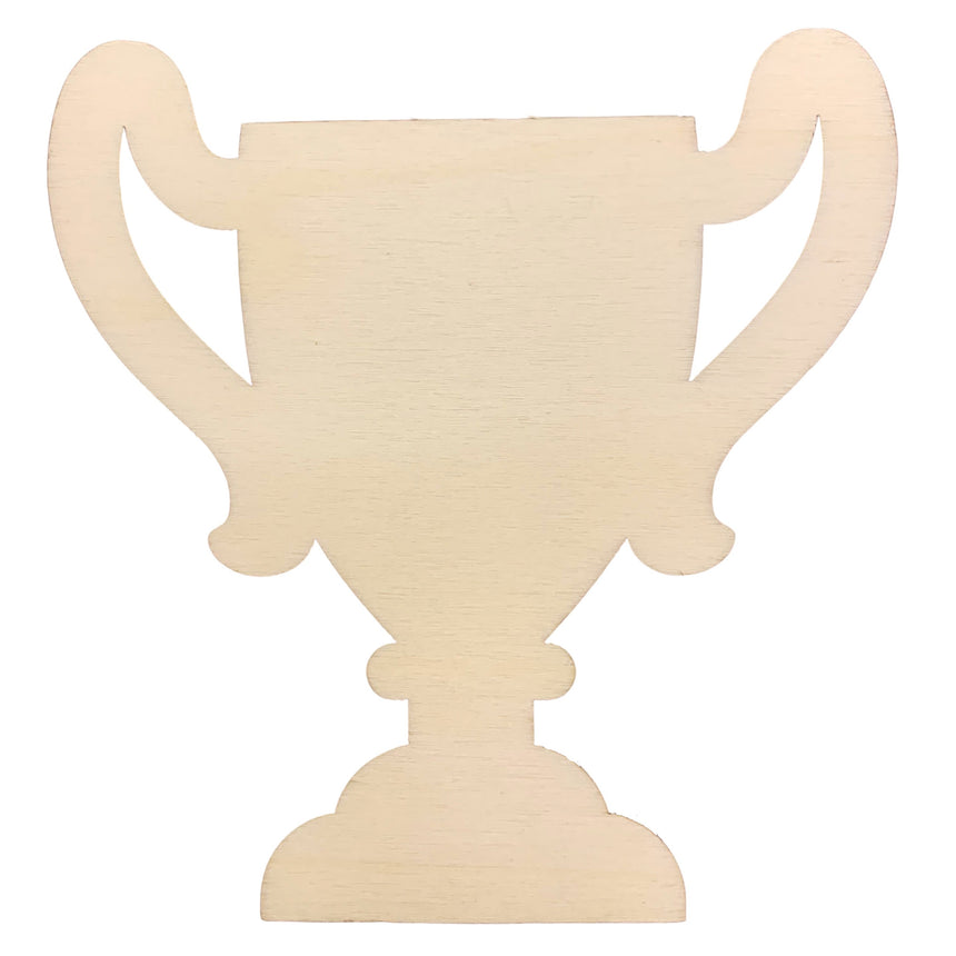 Unfinished Wooden Trophy Shape Cutout DIY Craft 4.5 Inches in Beige color
