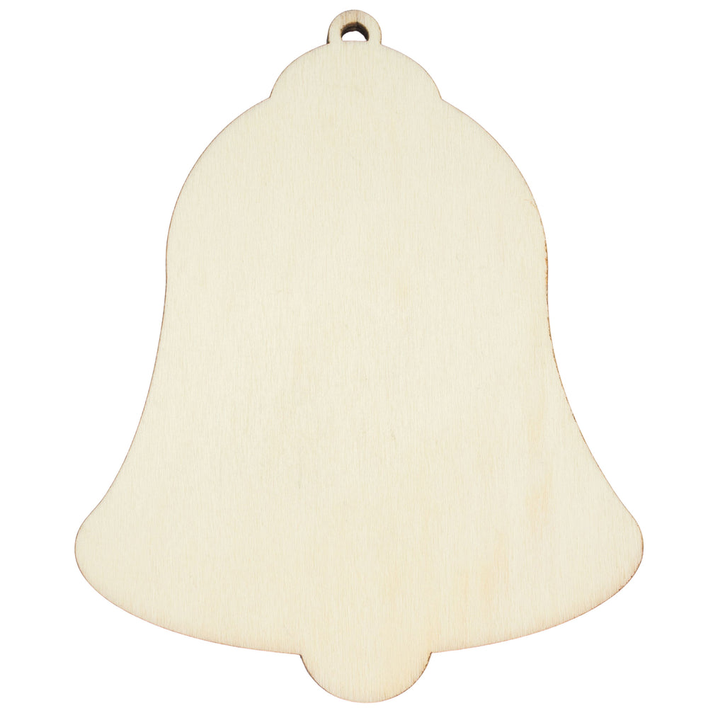 Unfinished Wooden Bell Shape Cutout DIY Craft 5.25 Inches in Beige color