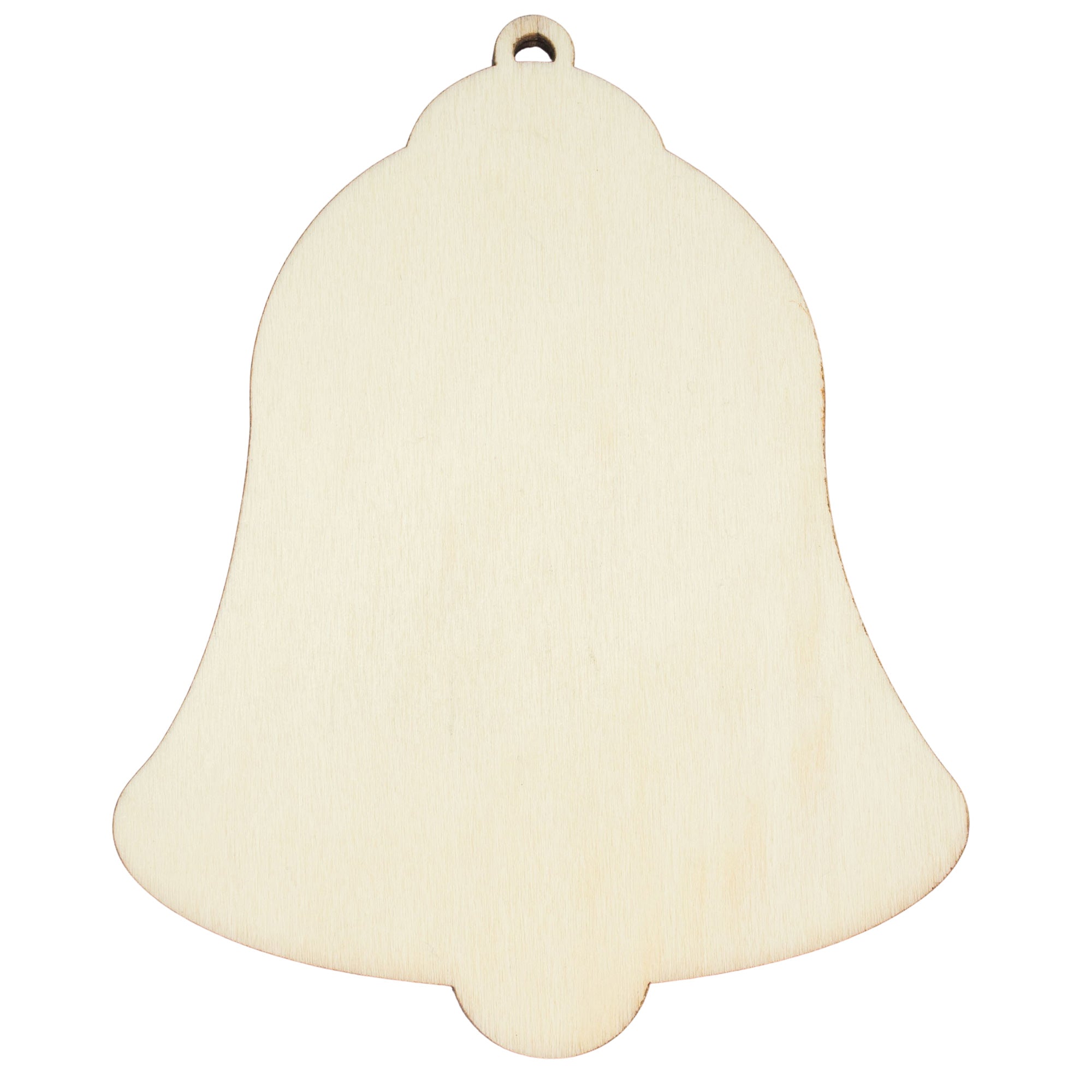 Unfinished Wooden Bell Shape Cutout DIY Craft 5.25 Inches in Beige color