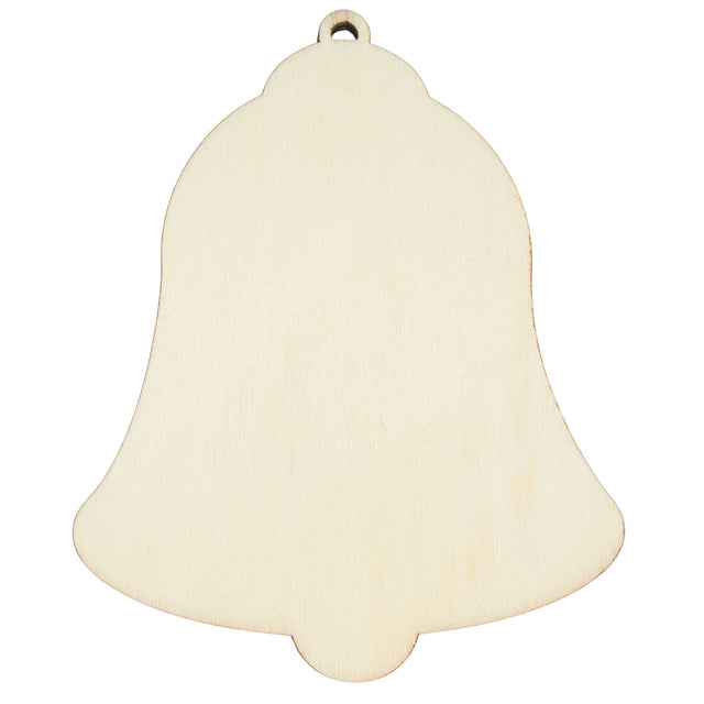Unfinished Wooden Bell Shape Cutout DIY Craft 5.25 Inches in Beige color