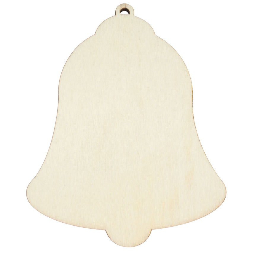 Unfinished Wooden Bell Shape Cutout DIY Craft 5.25 Inches in Beige color