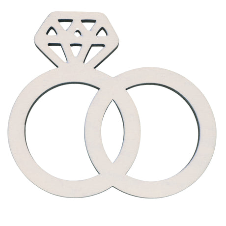 Wood Unfinished Wooden Diamond Rings Shape Cutout DIY Craft 4.62 Inches in Beige color