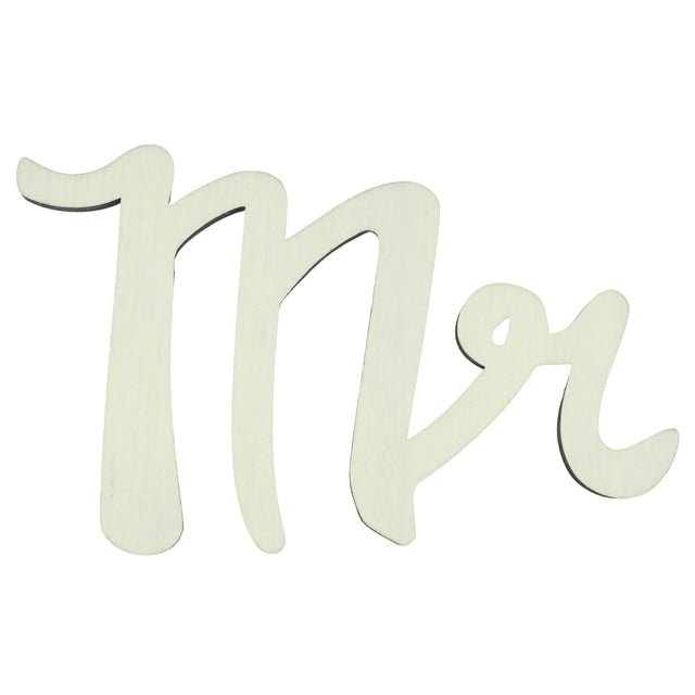 Unfinished Wooden Word "Mr" Shape Cutout DIY Craft 6 Inches in Beige color,  shape