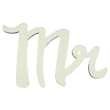 Unfinished Wooden Word "Mr" Shape Cutout DIY Craft 6 Inches in Beige color