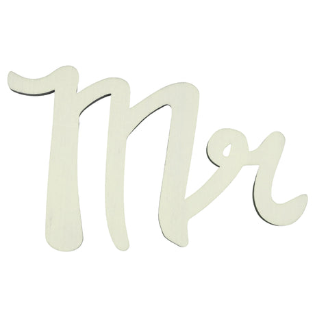 Unfinished Wooden Word "Mr" Shape Cutout DIY Craft 6 Inches in Beige color