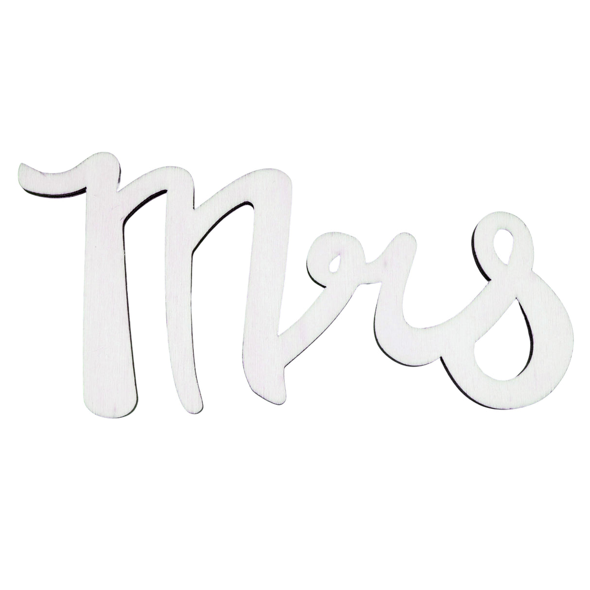 Unfinished Wooden Word "Mrs" Shape Cutout DIY Craft 6 Inches in Beige color,  shape