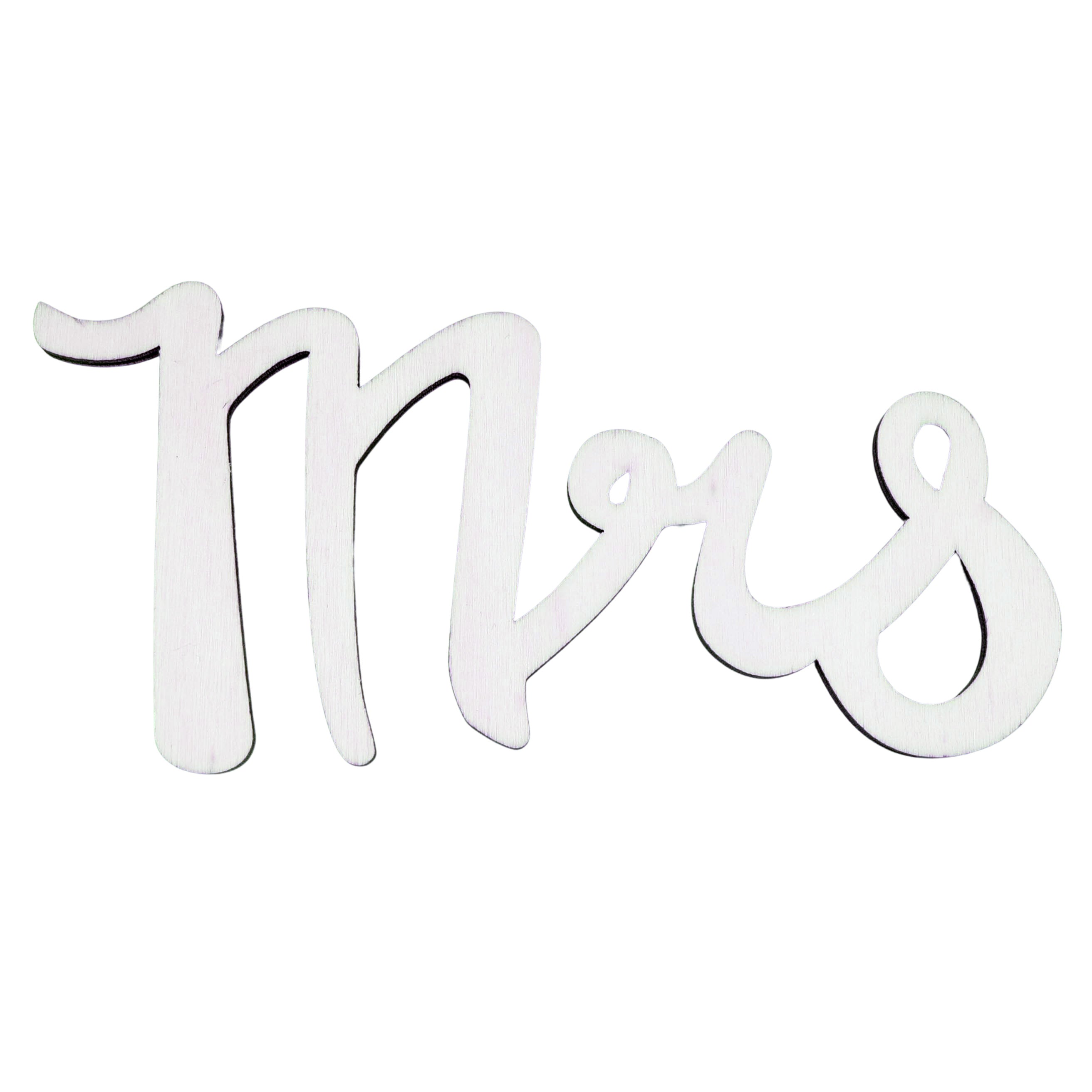 Unfinished Wooden Word "Mrs" Shape Cutout DIY Craft 6 Inches in Beige color