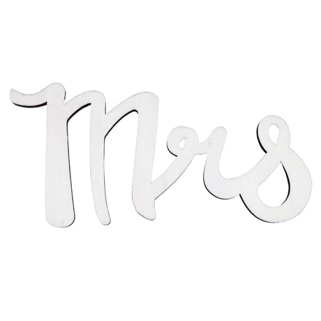 Unfinished Wooden Word "Mrs" Shape Cutout DIY Craft 6 Inches in Beige color