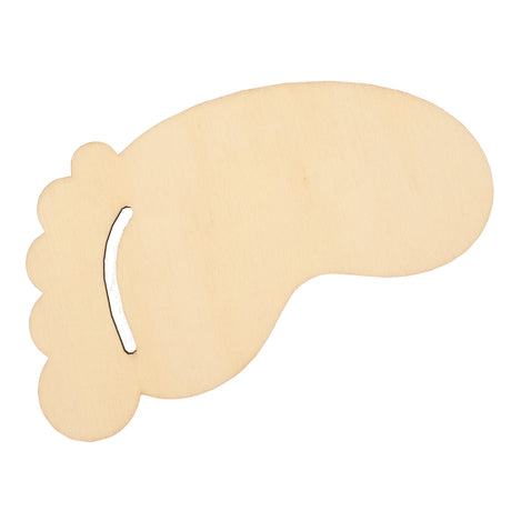 Unfinished Wooden Word Foot Shape Cutout DIY Craft 5.4 Inches in Beige color