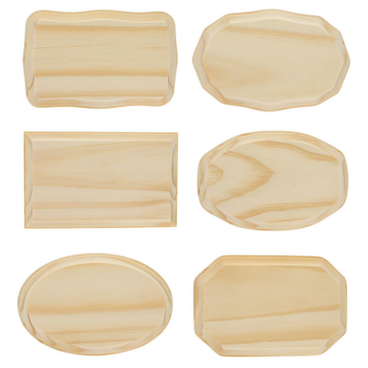 6 Assorted Size Wooden Unfinished Blank Plaques DIY Crafts in Beige color, Rectangle shape