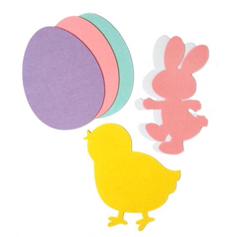 Set of 6 Felt Easter Decoration Cutouts 12 Inches in Multi color,  shape