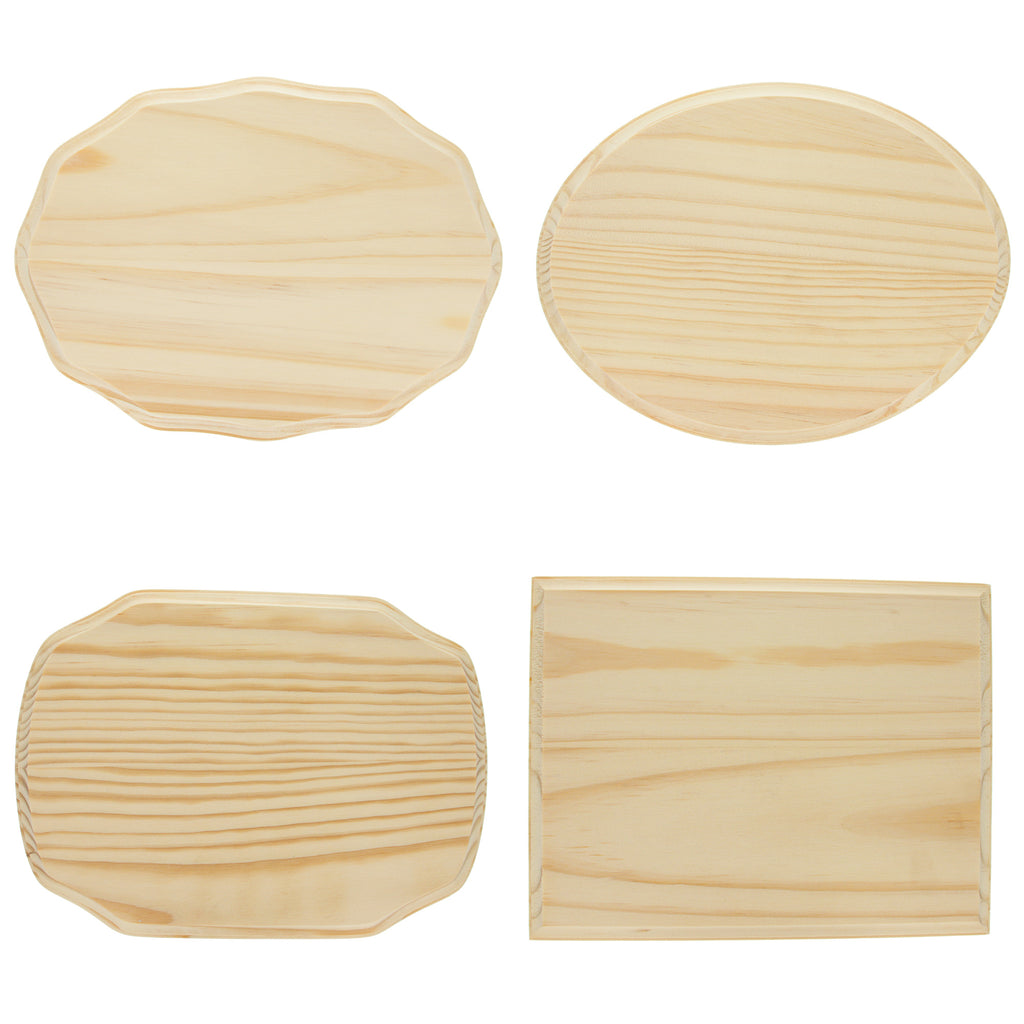 Set of 4 Assorted Size Wooden Unfinished Blank Plaques DIY Crafts in Beige color Oval