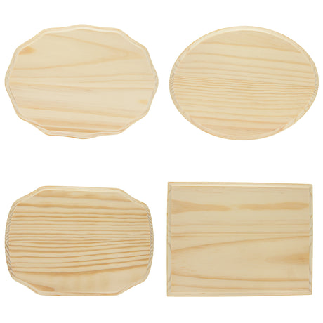 Set of 4 Assorted Size Wooden Unfinished Blank Plaques DIY Crafts in Beige color Oval