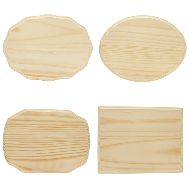 Set of 4 Assorted Size Wooden Unfinished Blank Plaques DIY Crafts in Beige color Oval