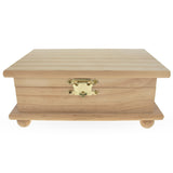 Wood Unfinished Wooden Jewelry or Storage Trinket Gift Box Chest with Clasp DIY Unpainted Craft 7.5 Inches in Beige color