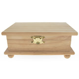 Unfinished Wooden Jewelry or Storage Trinket Gift Box Chest with Clasp DIY Unpainted Craft 7.5 Inches in Beige color