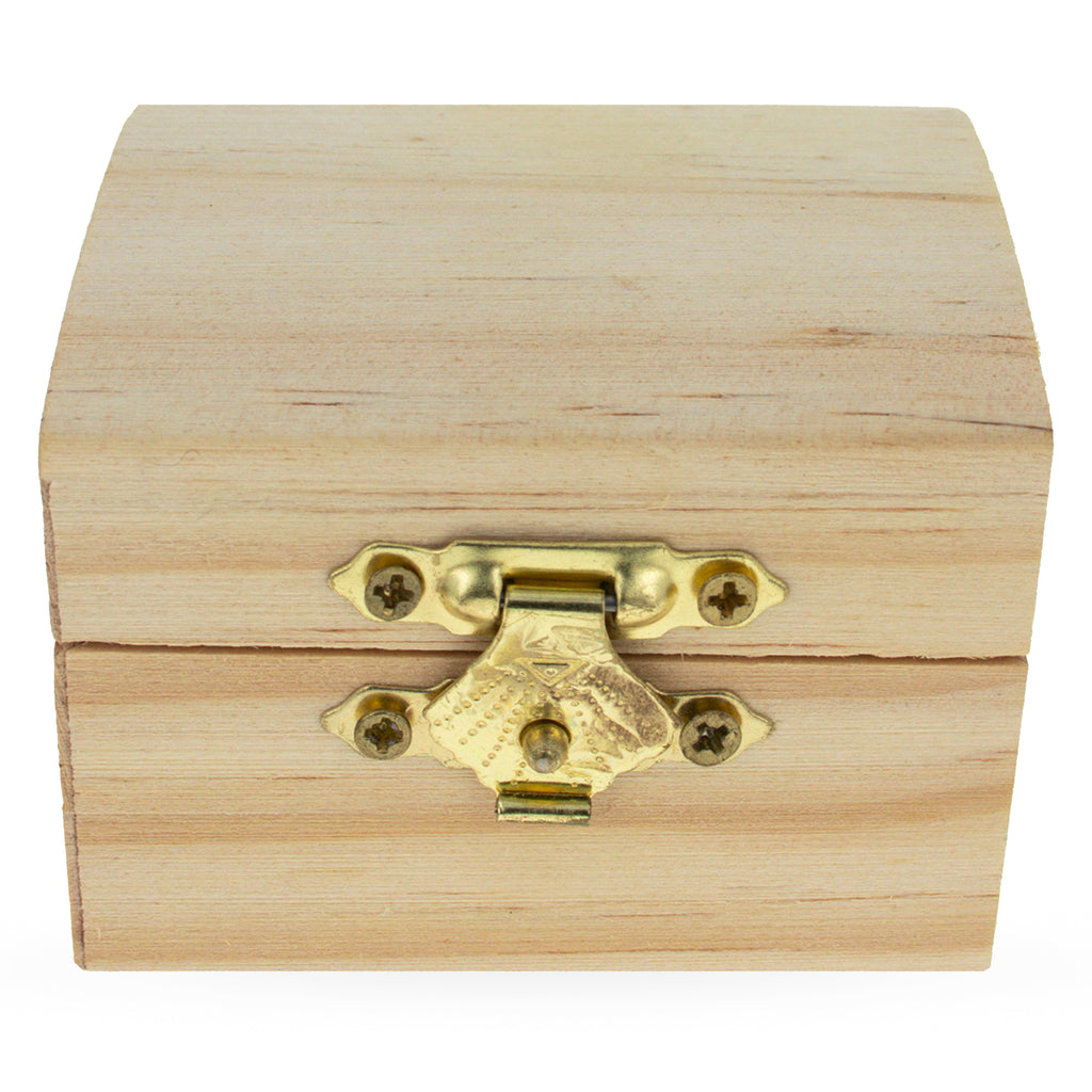 Unfinished Wooden Jewelry or Storage Trinket Gift Box Chest with Clasp DIY Unpainted Craft 2.5 Inches in Beige color