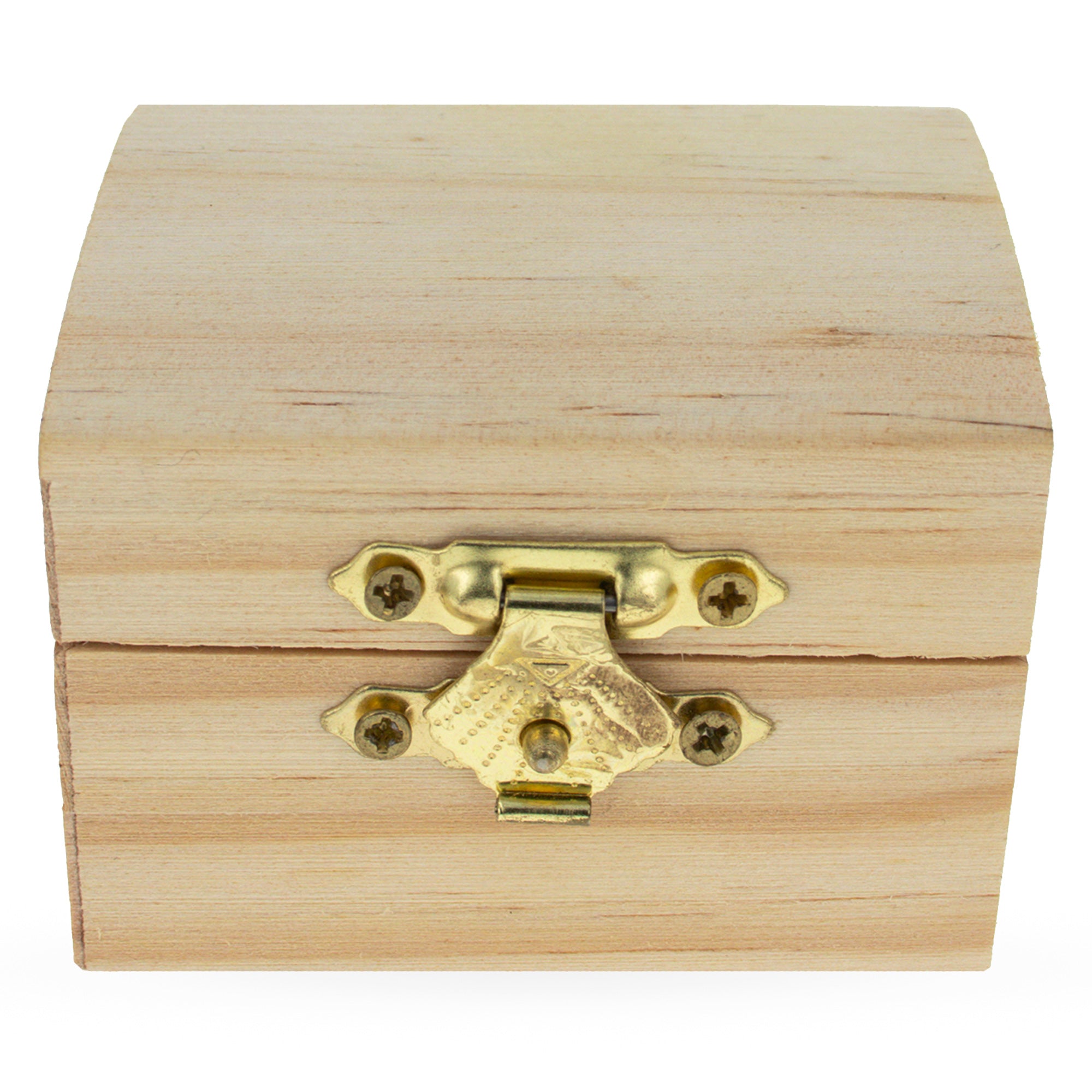 Unfinished Wooden Jewelry or Storage Trinket Gift Box Chest with Clasp DIY Unpainted Craft 2.5 Inches in Beige color