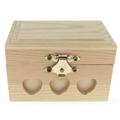 Wood Unfinished Wooden Jewelry or Storage Trinket Gift Box Chest with Clasp DIY Unpainted Craft 3.6 Inches in Beige color
