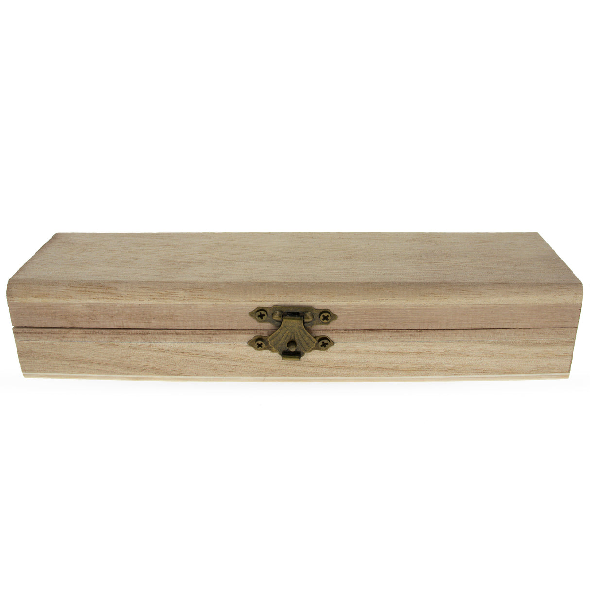 Unfinished Wooden Jewelry or Storage Trinket Gift Box Chest with Clasp DIY Unpainted Craft 7.8 Inches in Beige color,  shape