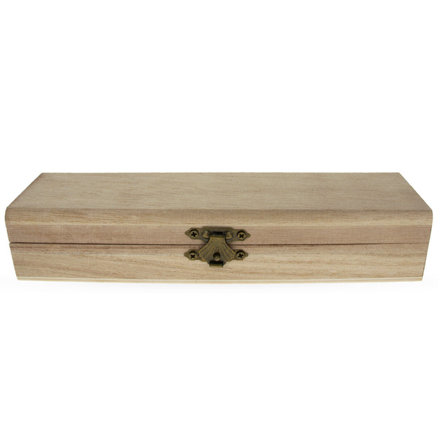 Unfinished Wooden Jewelry or Storage Trinket Gift Box Chest with Clasp DIY Unpainted Craft 7.8 Inches in Beige color