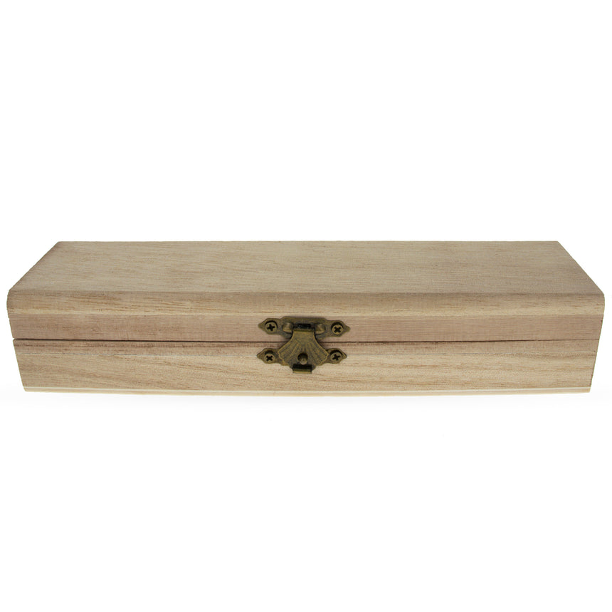 Unfinished Wooden Jewelry or Storage Trinket Gift Box Chest with Clasp DIY Unpainted Craft 7.8 Inches in Beige color