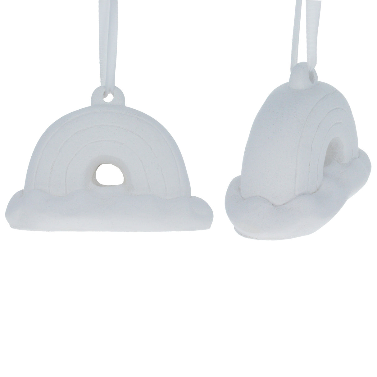 Set of 2 Blank Unfinished White Plaster 3D Rainbow Christmas Ornaments DIY Craft 3.5 Inches in White color,  shape
